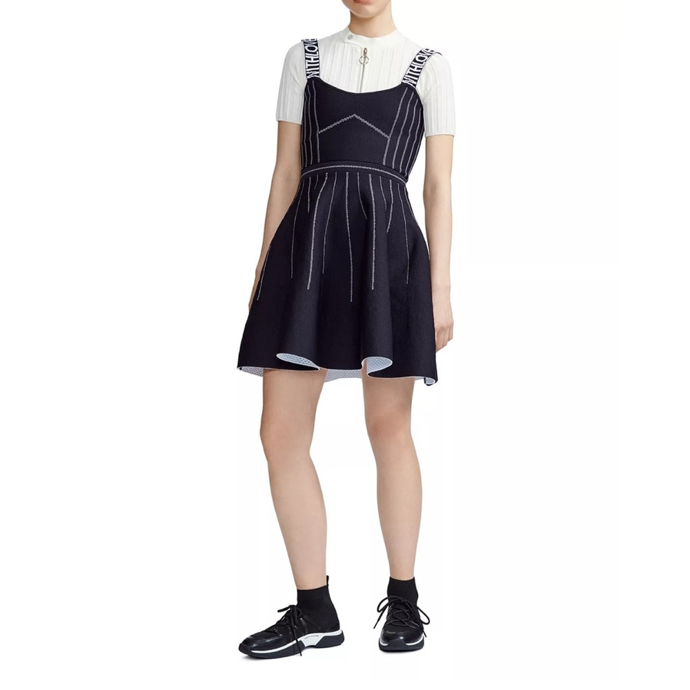MAJE RELIEF REVERSIBLE WEAVED SHORT DRESS